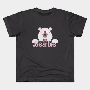 Bearbie Barbie Bear Cute Boy Fun Logo Pink Kids T-Shirt